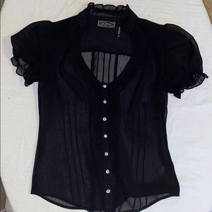 Guess black sheer short sleeve top